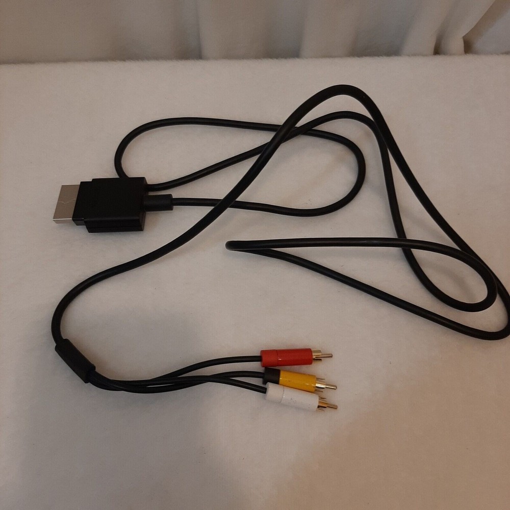 Genuine Official OEM Microsoft XBOX 360 S Slim Black Composite AV Cable UNTESTED